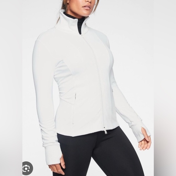 ATHLETA Ridge Jacket Full Zip Fleece Lined Running Athletic White XS - Picture 1 of 9